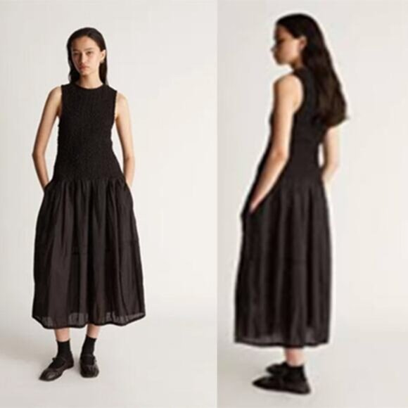 NWT Lee Mathews Mae Crew Neck Sleeveless Midi Dress Women's Black Size: S - Picture 1 of 8